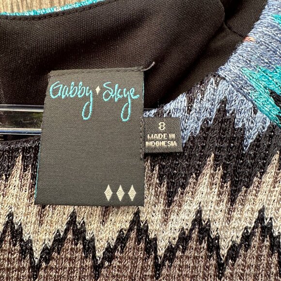 Gabby Skye Multi Zigzag Striped Knit Short Sleeve Midi Dress Size 8 - Picture 4 of 7